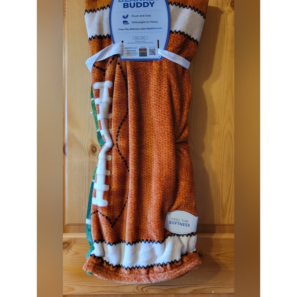 FrostBuddy Kids Green Plush Football Blanket Buddy Drip Blanket